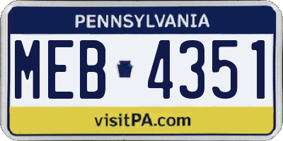 PA license plate MEB4351