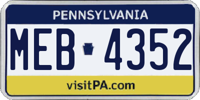 PA license plate MEB4352