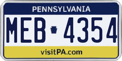 PA license plate MEB4354