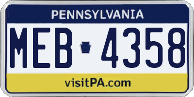 PA license plate MEB4358