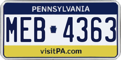PA license plate MEB4363