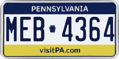 PA license plate MEB4364