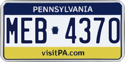 PA license plate MEB4370