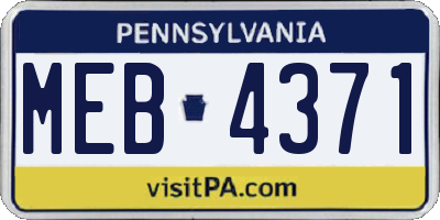 PA license plate MEB4371