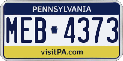 PA license plate MEB4373