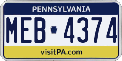 PA license plate MEB4374