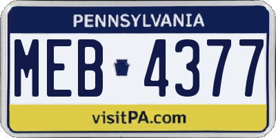 PA license plate MEB4377