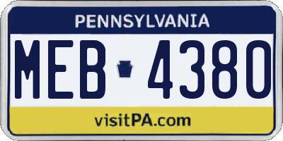 PA license plate MEB4380