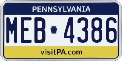 PA license plate MEB4386