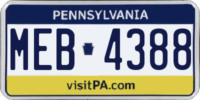 PA license plate MEB4388