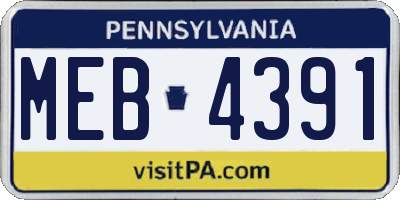 PA license plate MEB4391