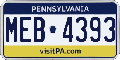 PA license plate MEB4393