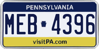 PA license plate MEB4396