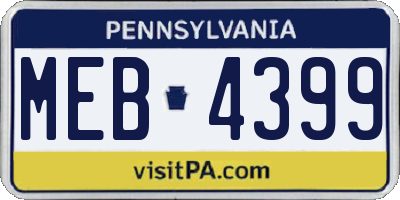 PA license plate MEB4399