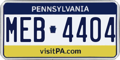 PA license plate MEB4404