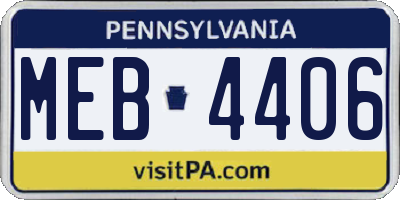 PA license plate MEB4406