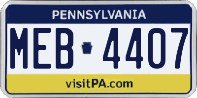 PA license plate MEB4407