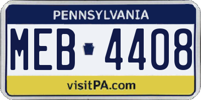 PA license plate MEB4408