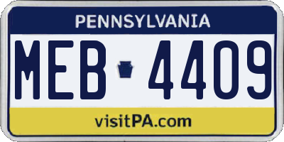 PA license plate MEB4409