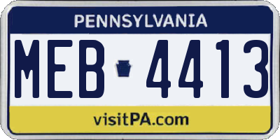PA license plate MEB4413