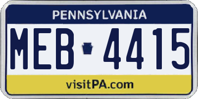 PA license plate MEB4415