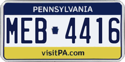 PA license plate MEB4416