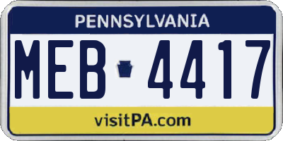 PA license plate MEB4417