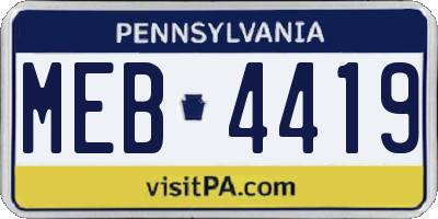 PA license plate MEB4419