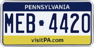 PA license plate MEB4420