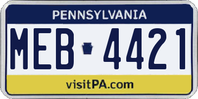 PA license plate MEB4421