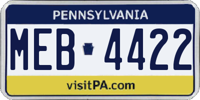 PA license plate MEB4422
