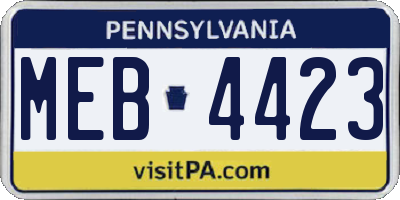 PA license plate MEB4423