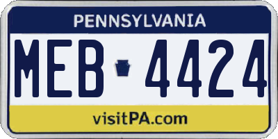 PA license plate MEB4424