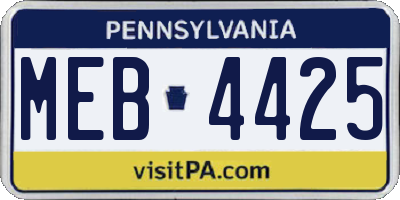 PA license plate MEB4425