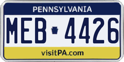 PA license plate MEB4426