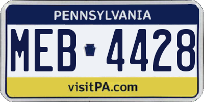 PA license plate MEB4428
