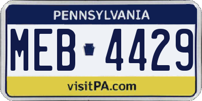 PA license plate MEB4429