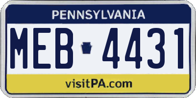 PA license plate MEB4431