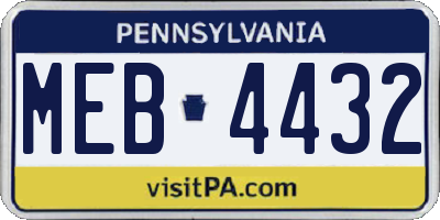 PA license plate MEB4432