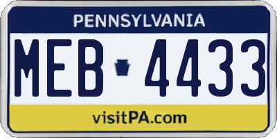 PA license plate MEB4433
