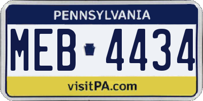 PA license plate MEB4434
