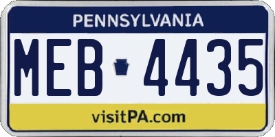 PA license plate MEB4435