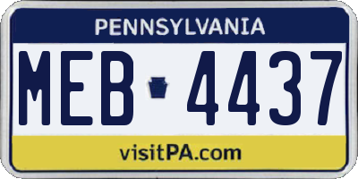 PA license plate MEB4437