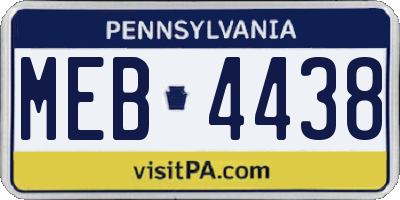 PA license plate MEB4438