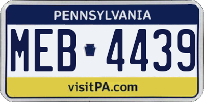 PA license plate MEB4439