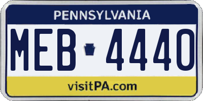 PA license plate MEB4440