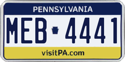 PA license plate MEB4441