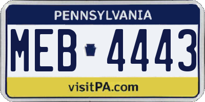 PA license plate MEB4443