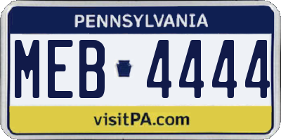 PA license plate MEB4444