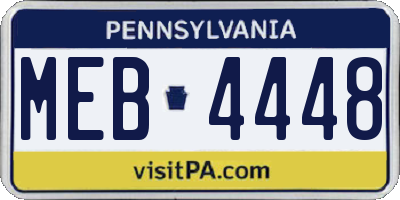 PA license plate MEB4448